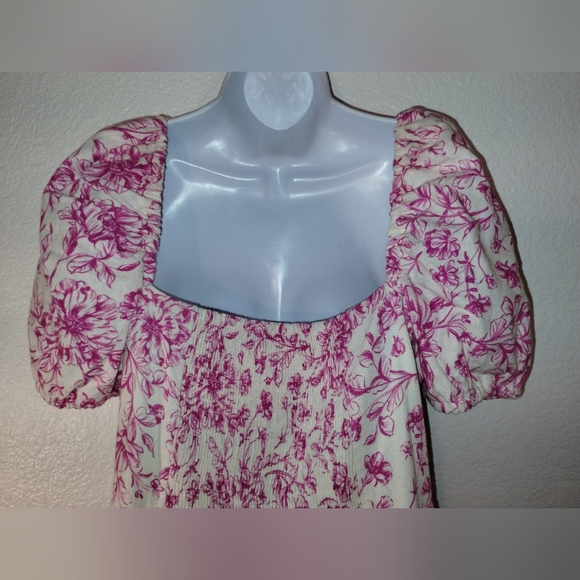 LONDON TIMES Pink and Cream Print Dress sz 10 Linen Blend - Picture 11 of 17